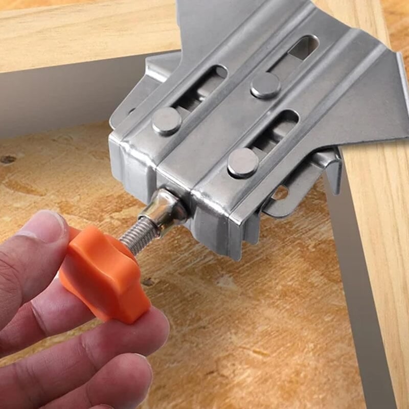 Pince de serrage d'angle 90° pour assemblage de cadres, meubles en menuiserie et métal.