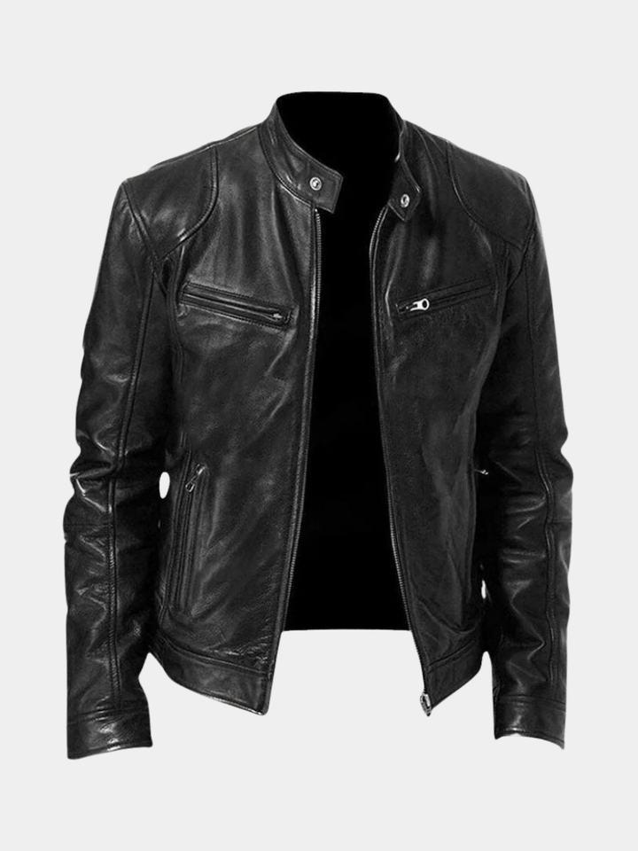 Veste homme noire élégante, style intemporel, coupe ajustée. Parfaite pour la mode masculine automne/hiver.