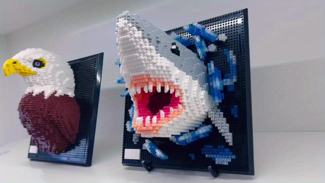 Loisir créatif : kit 3D requin et aigle. Art mural moderne pour décoration intérieure, facile à assembler.