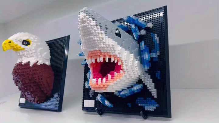 Loisir créatif : kit 3D requin et aigle. Art mural moderne pour décoration intérieure, facile à assembler.