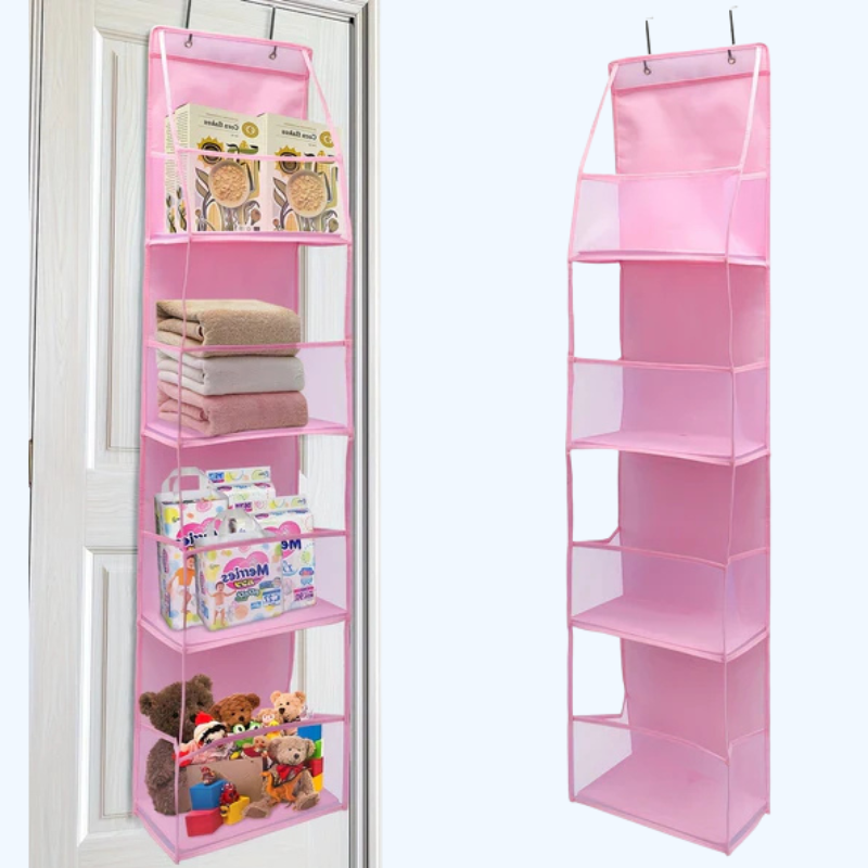 Rangement textile suspendu pour porte, idéal pour accessoires et organisation maison efficace.