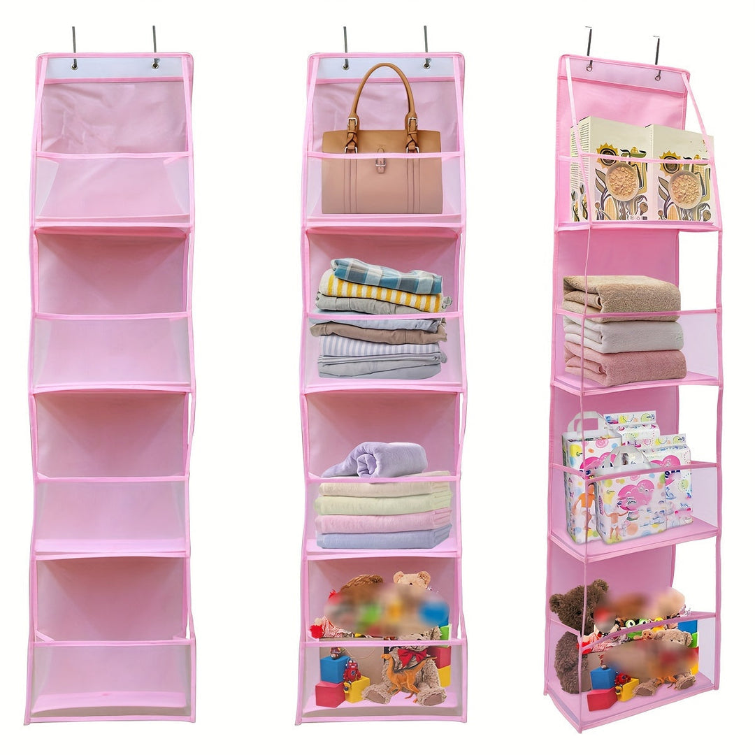 Système de rangement suspendu à 4 compartiments respirants pour porte, organisation efficace textile.