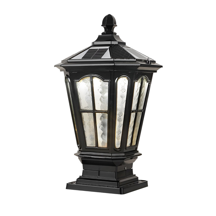 Lampe de jardin solaire classique étanche, en aluminium, éclairage LED pour allée et extérieur.