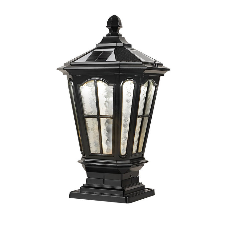 Lampe de jardin solaire classique étanche, en aluminium, éclairage LED pour allée et extérieur.