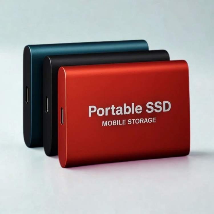 Disque dur SSD externe portable universel USB 3.1 pour stockage rapide et sécurisé, compatible PC et mobile.