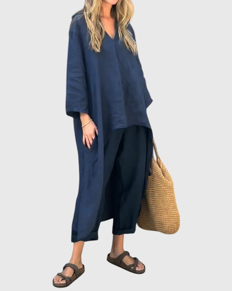 Tenue élégante deux pièces pour femme, parfaite pour la mode et le confort au quotidien. Collection femme.