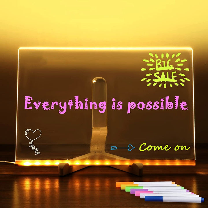 Décoration lumineuse : tableau LED acrylique personnalisable pour messages originaux. Créez une ambiance unique.
