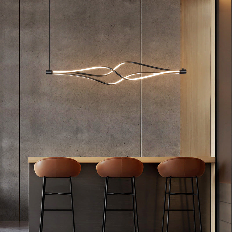 Lampe suspendue LED ultra-moderne, idéale pour un éclairage de cuisine ou îlot épuré et sophistiqué.