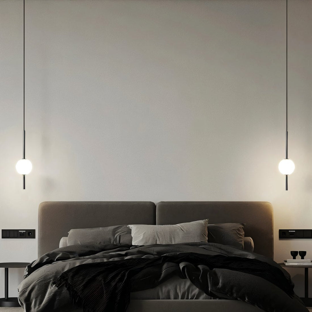 Lampe suspendue LED moderne. Éclairage ajustable pour îlot de cuisine ou salon. Design nordique et élégant.