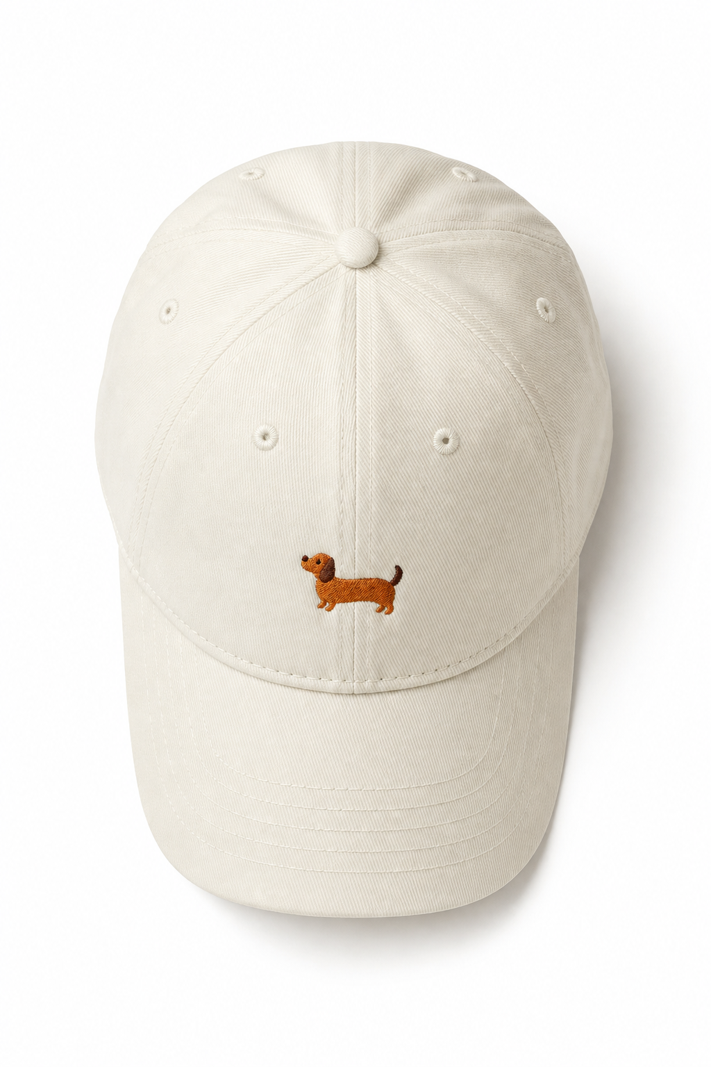 Casquette femme en coton brodé teckel, style élégant et décontracté, ajustable.