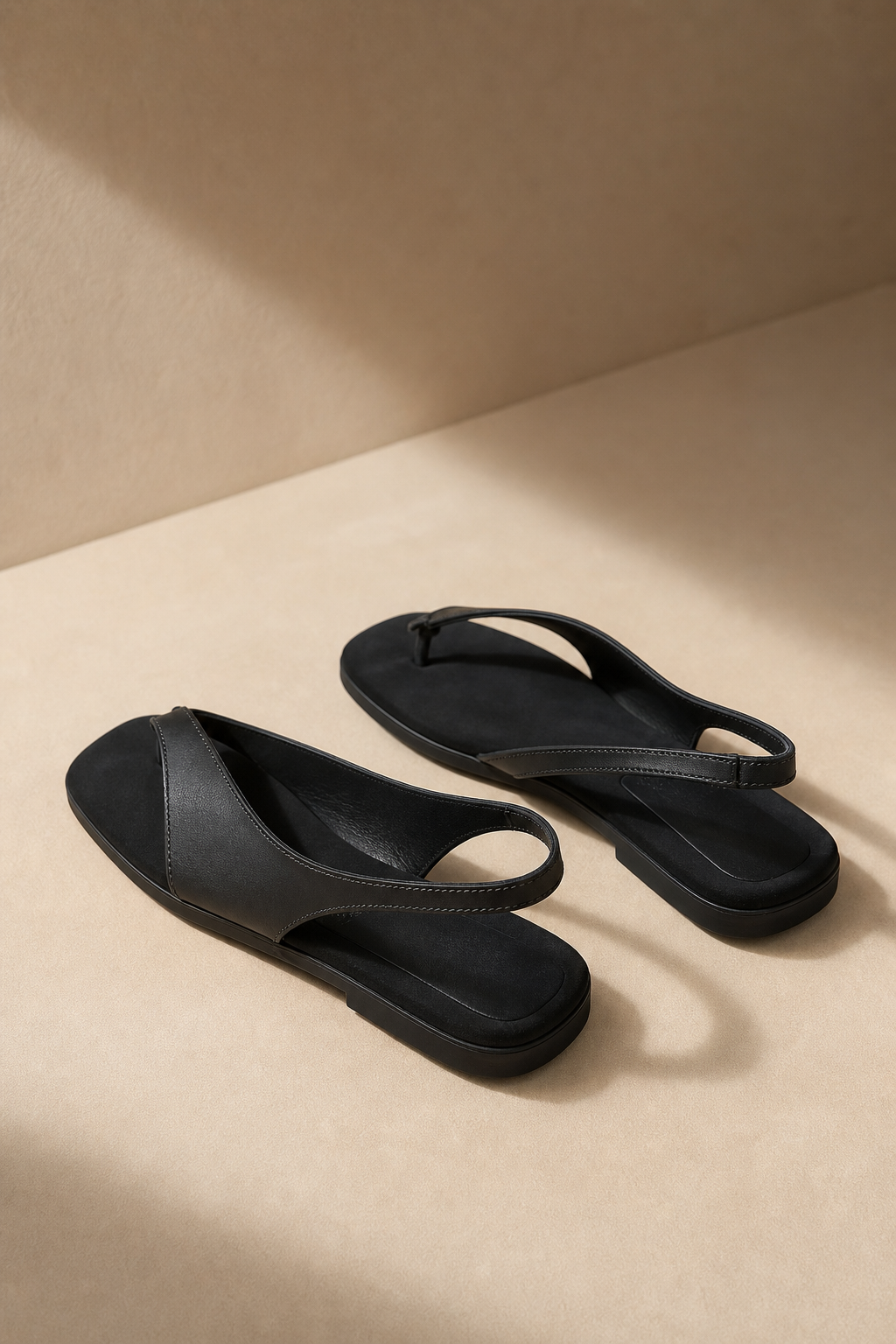 Sandales plates femme minimalistes chic, parfaites pour l'été et le quotidien. Style polyvalent.