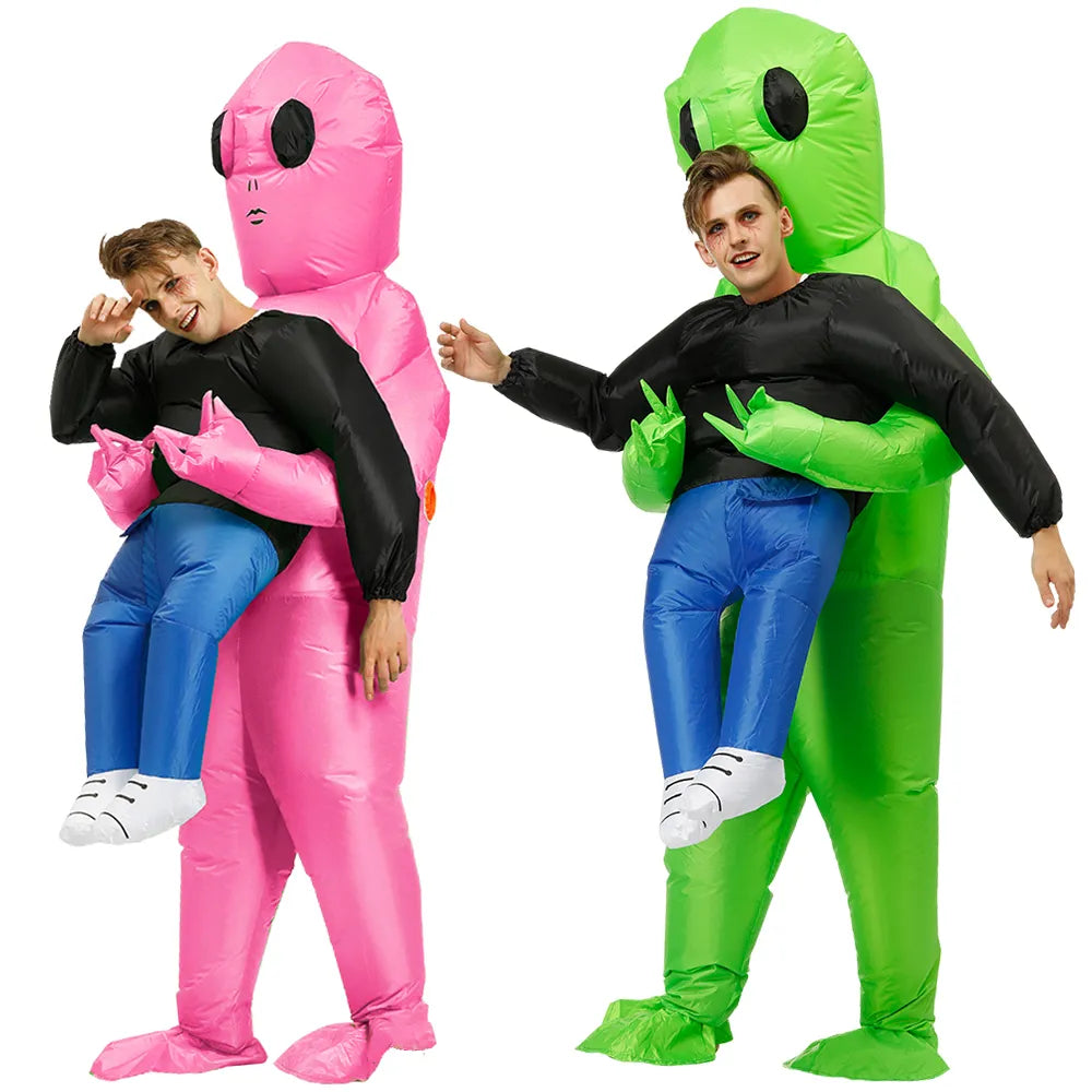 Déguisement gonflable alien vert unisexe pour fêtes, carnaval ou Halloween, adultes/enfants.