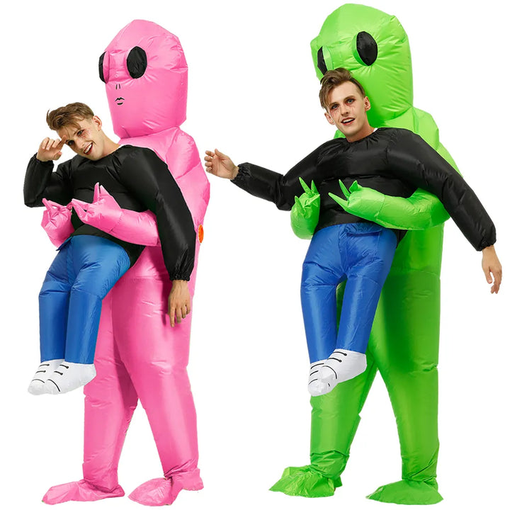 Déguisement gonflable alien vert unisexe pour fêtes, carnaval ou Halloween, adultes/enfants.