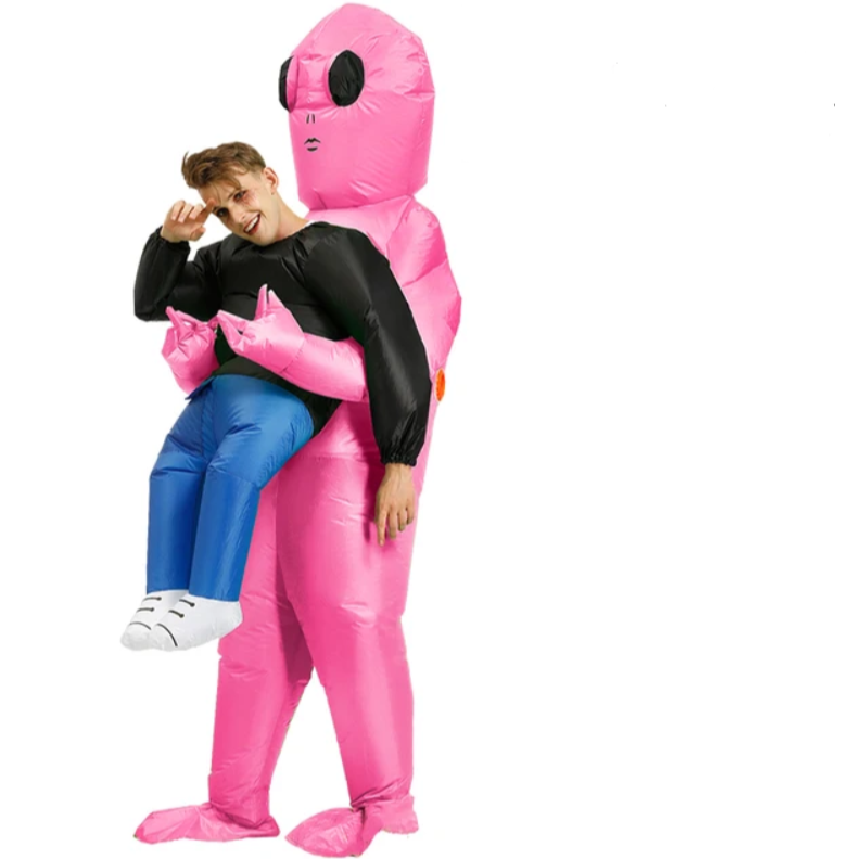 Costume alien gonflable vert pour adultes et enfants, idéal déguisement unisexe fête, carnaval, Halloween.