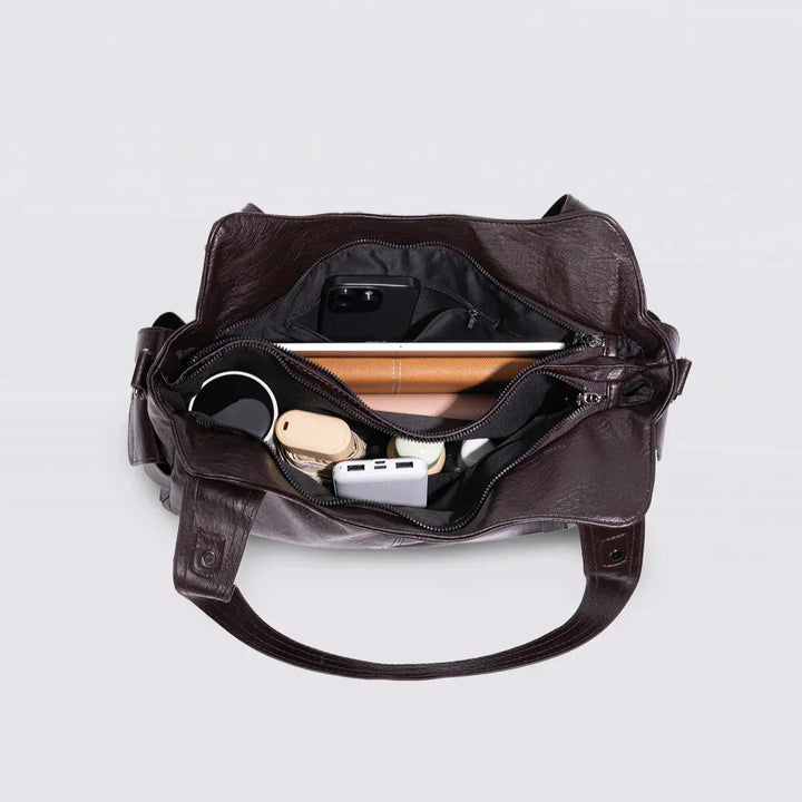 Sac femme vegan Aliona, marron, pour un usage quotidien, alliant style et praticité.