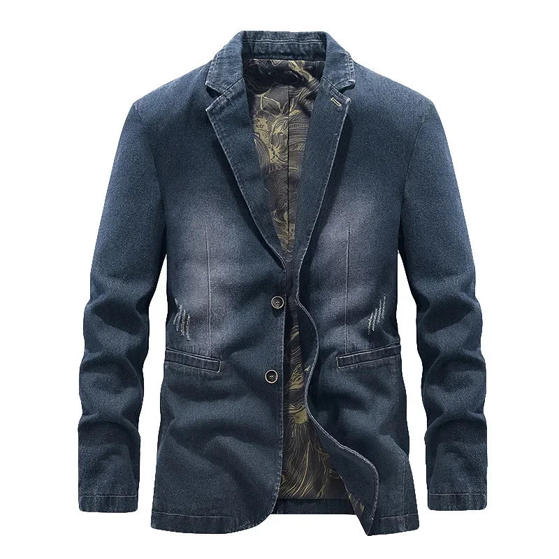 Veste homme délavée au style usé authentique, coupe décontractée et 2 boutons. Pour un look moderne.