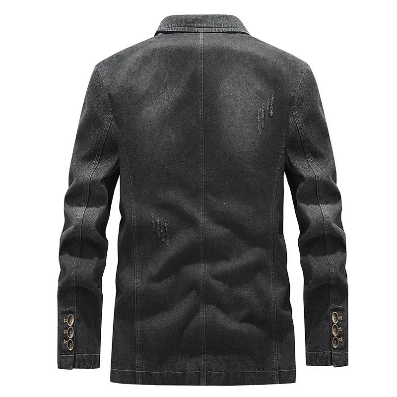 Veste homme décontractée délavée, style usé. Parfaite pour la mi-saison et l'automne, élégance décontractée.