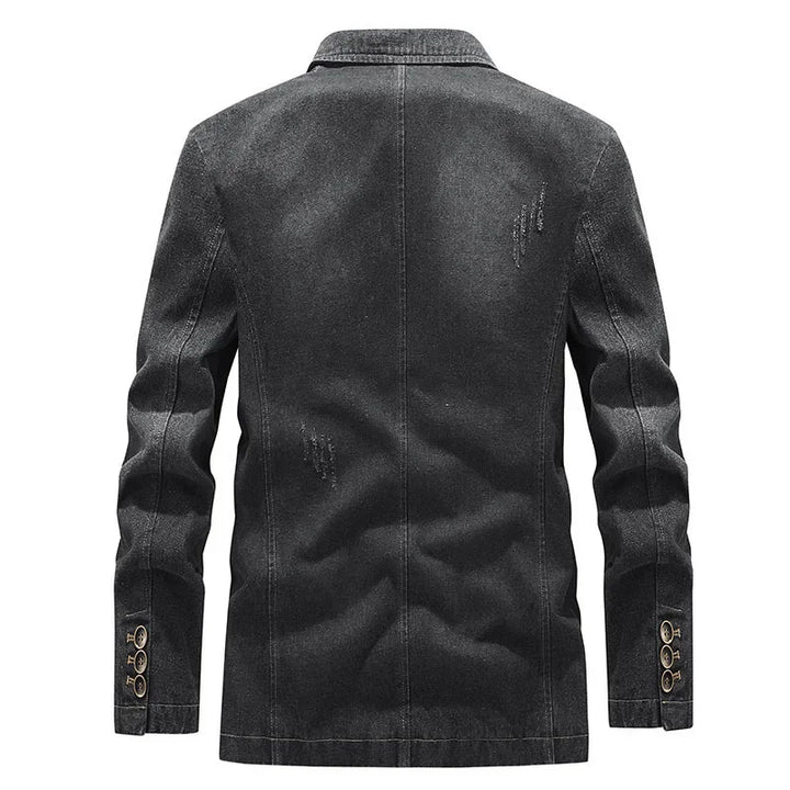 Veste homme décontractée délavée, style usé. Parfaite pour la mi-saison et l'automne, élégance décontractée.