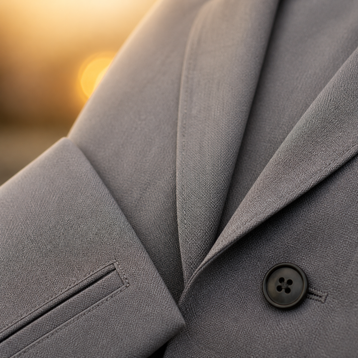 Tenue de cérémonie homme : costume 3 pièces ajusté et élégant.