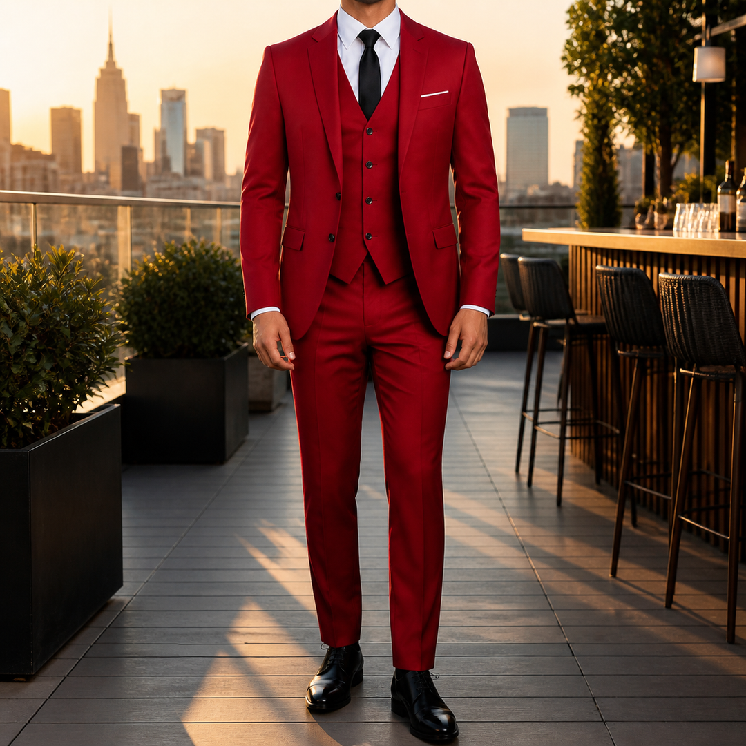 L'élégance intemporelle du costume homme ajusté 3 pièces.
