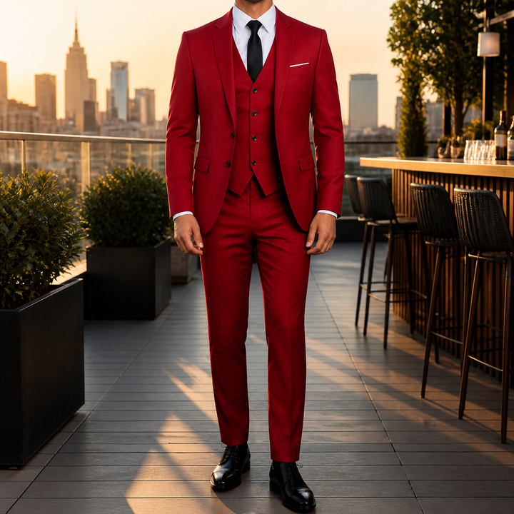 L'élégance intemporelle du costume homme ajusté 3 pièces.