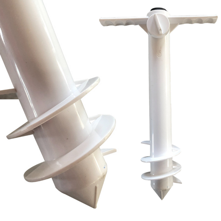 Ancre de parasol de plage conçue pour le sable, offrant une solution de fixation durable et résistante pour l'extérieur.