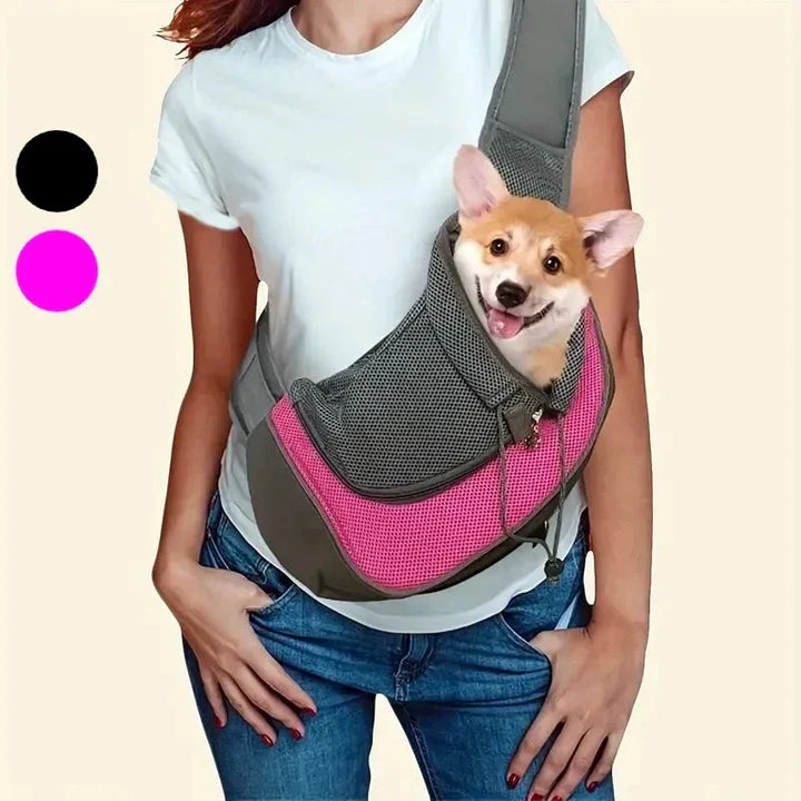 Sac de transport respirant et confortable pour chiots et chatons, idéal pour voyager.