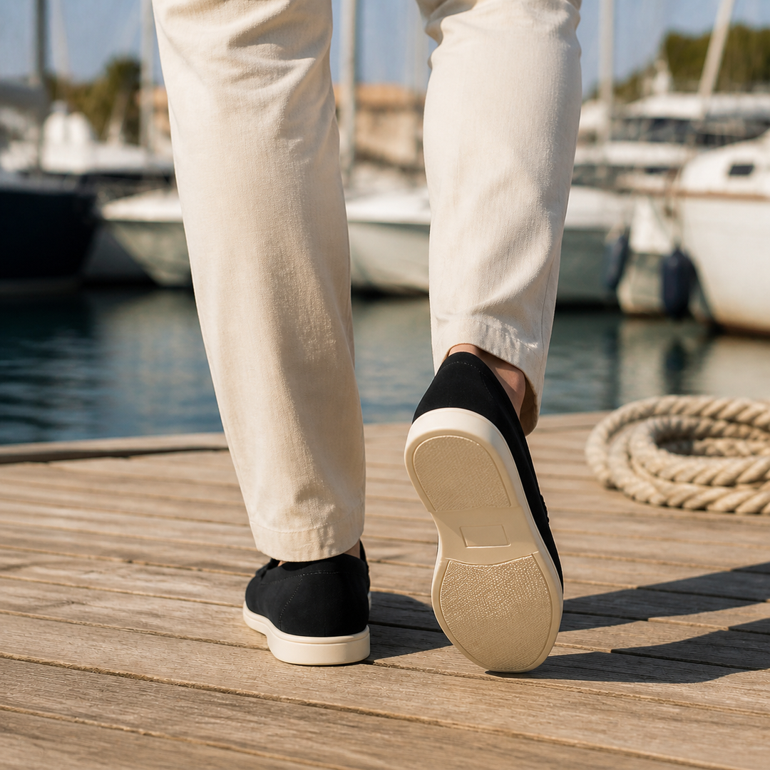 Mocassins homme bout rond confort, chaussures légères à enfiler, grande pointure.