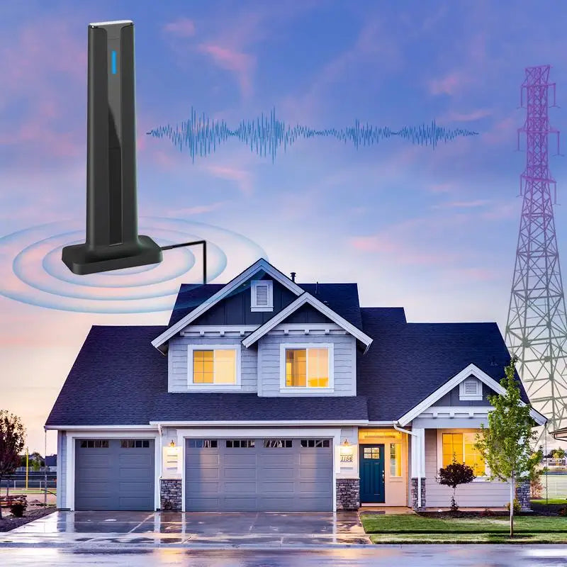 Antenne TV d'intérieur HD facile à installer, capte les signaux numériques pour une qualité d'image optimale.