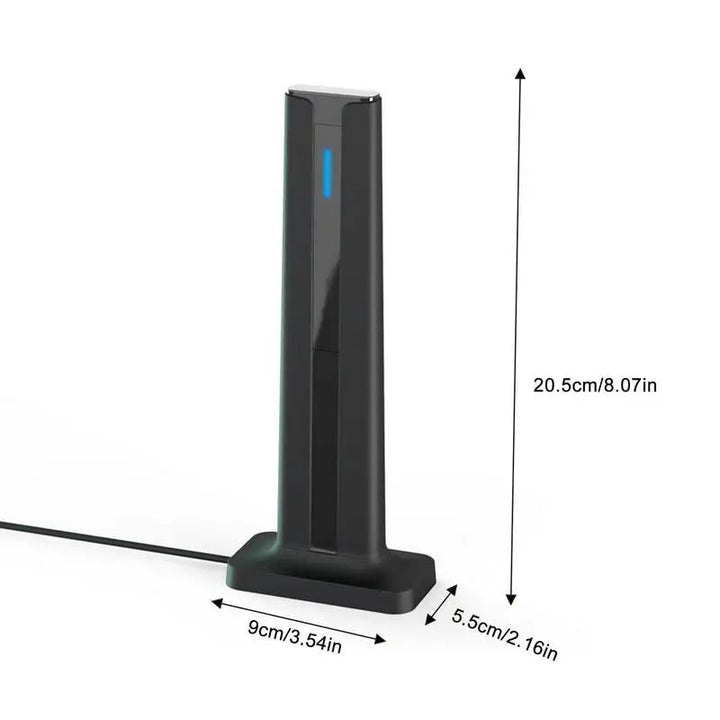 Antenne TV HD intérieure discrète et performante pour une réception numérique impeccable et des chaînes gratuites.