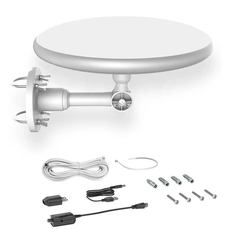 Antenne TV numérique extérieure HD 4K avec amplification Smart IC pour une réception 360° des chaînes gratuites UHF/VHF.