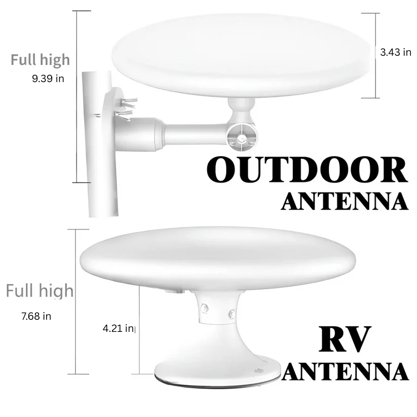 Antenne TV extérieure omnidirectionnelle 360° avec puce Smart IC, compatible HD 4K, pour un accès gratuit et fiable aux chaînes.