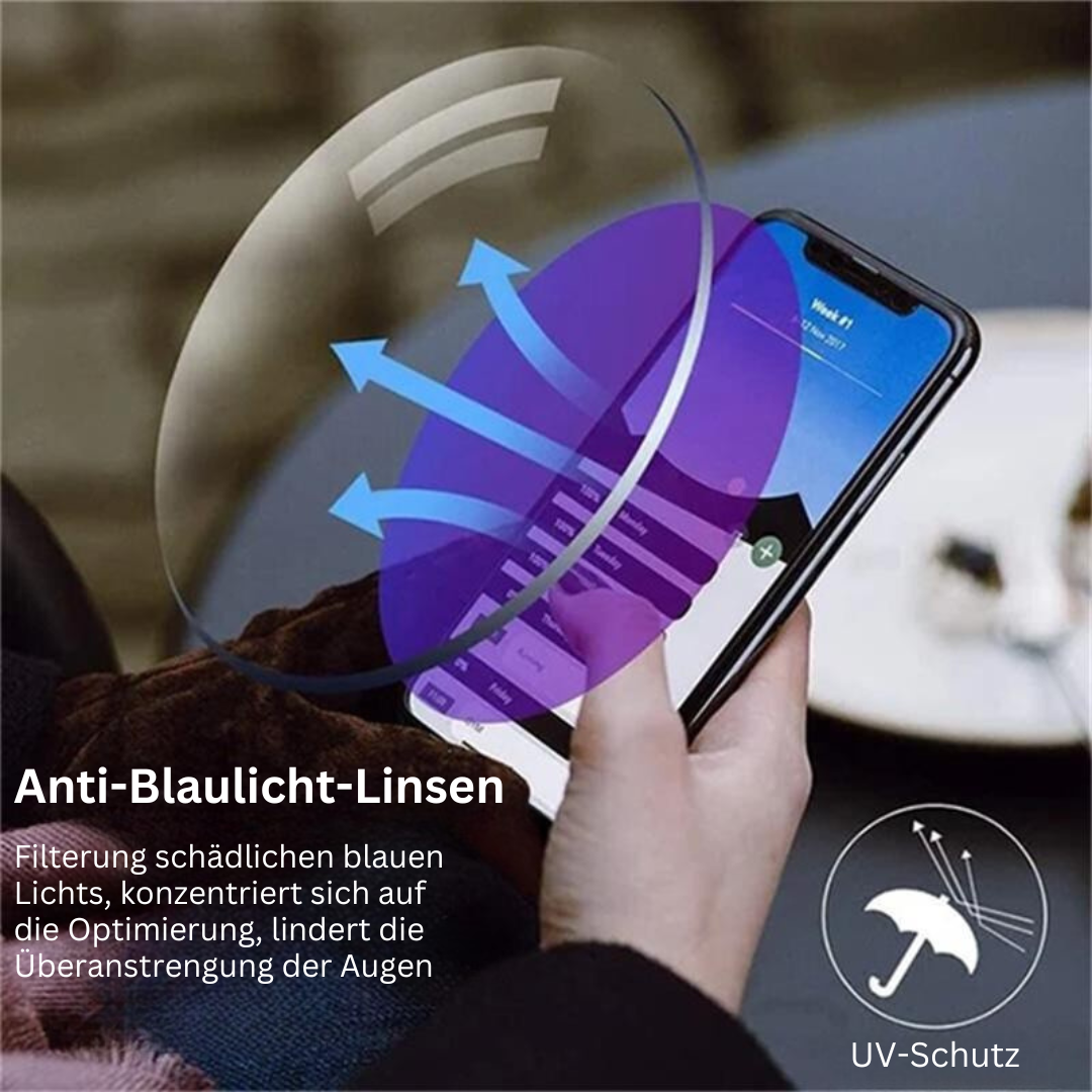 Lunettes unisexe anti-lumière bleue, idéales pour écrans. Multifocales pour lecture et vision claire à tout âge.