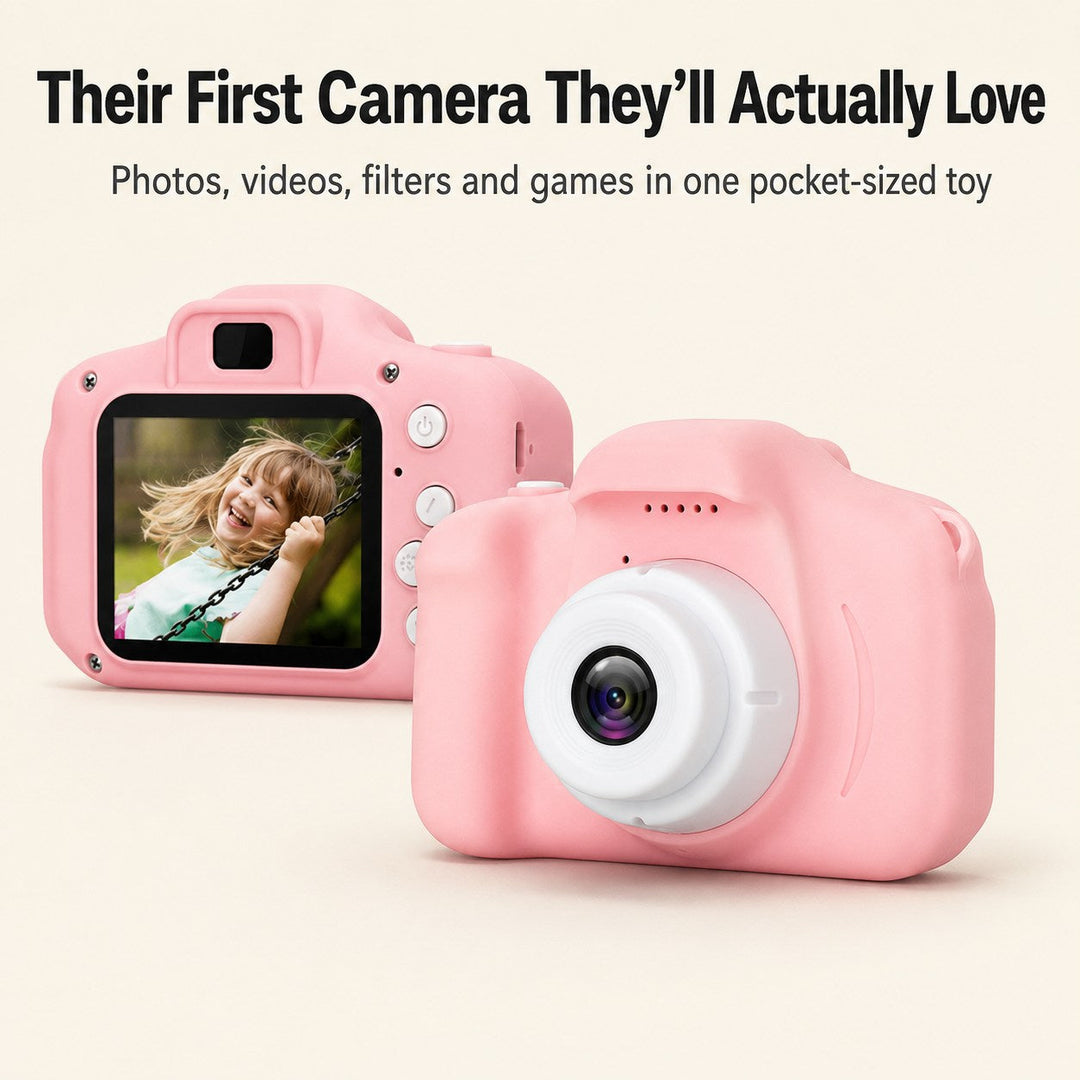 Appareil photo numérique compact portable, idéal pour capturer photos/vidéos de voyage, selfies et souvenirs.
