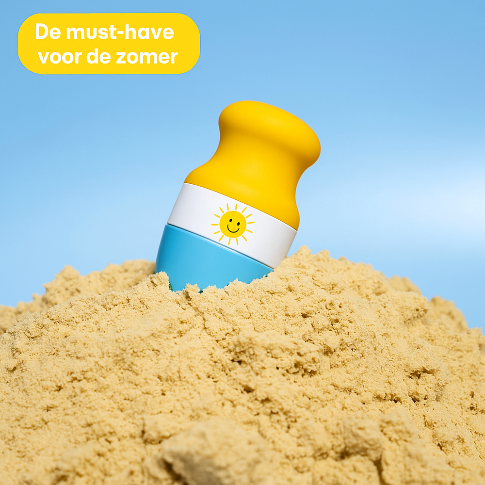 Applicateur portable de crème solaire mains libres, parfait pour la plage ou le voyage. Application facile et protection uniforme.
