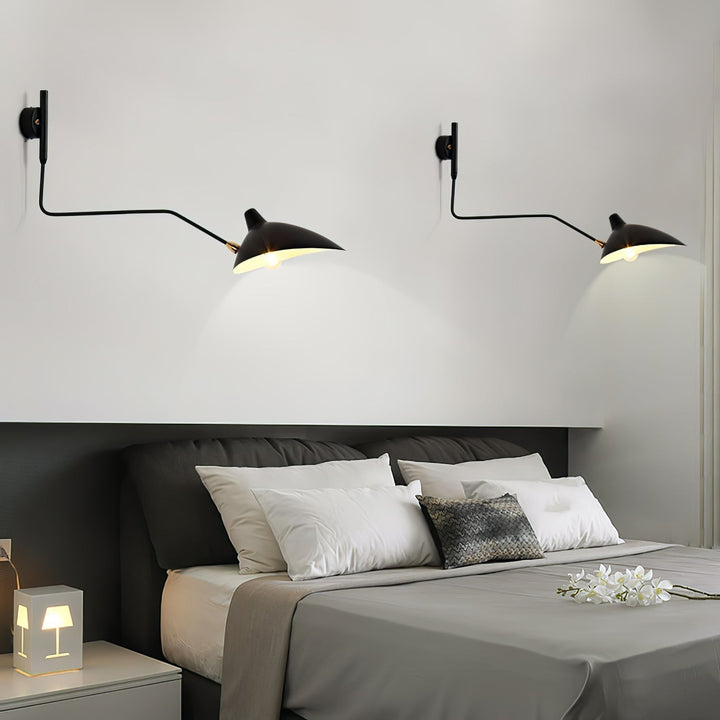 Luminaire mural LED contemporain, bras flexibles, idéal pour éclairage de chambre, salon ou bureau.