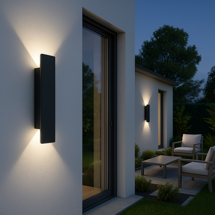 Éclairage mural LED moderne pour extérieur, étanche, sublime les façades de maison et les allées de jardin.