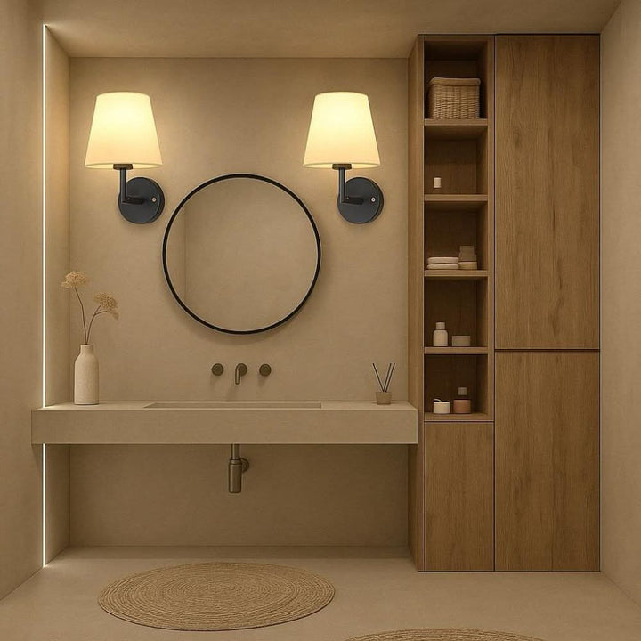 Applique murale décorative sans fil dimmable en tissu or, offre un éclairage intérieur doux pour chambre ou couloir.