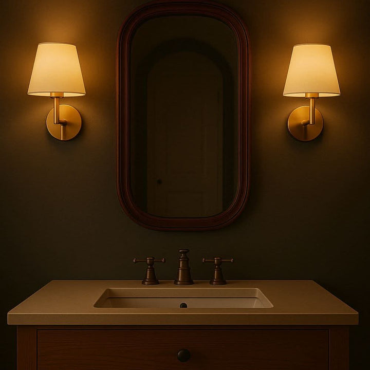 Éclairage intérieur sans fil dimmable: Applique murale en tissu or/noir avec télécommande pour salon ou chambre.