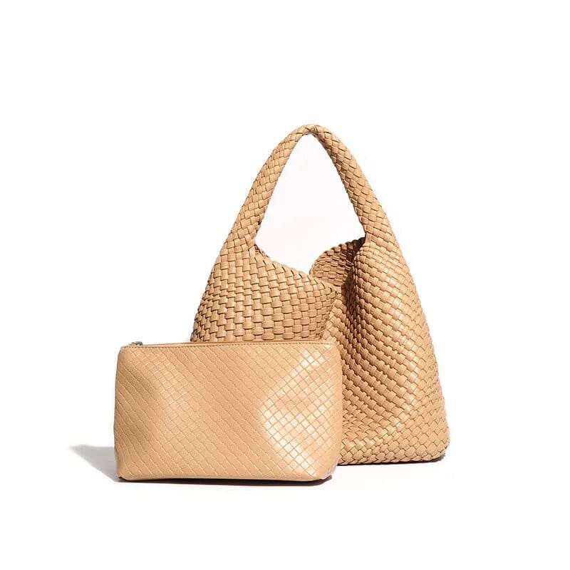 Sac cabas femme en cuir PU tressé, finitions soignées. Sac à main spacieux et robuste, parfait accessoire.