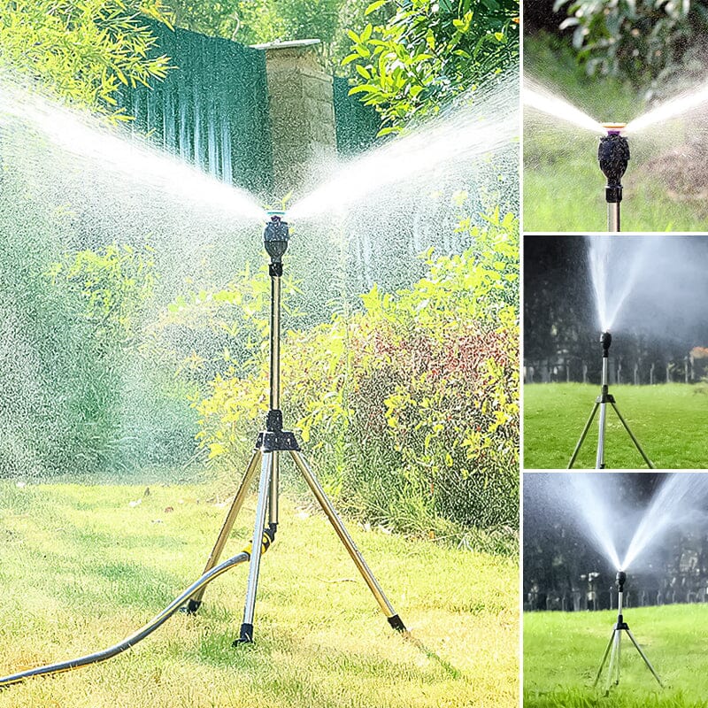 Arroseur rotatif réglable pour grand jardin, idéal pour l'irrigation de la pelouse.