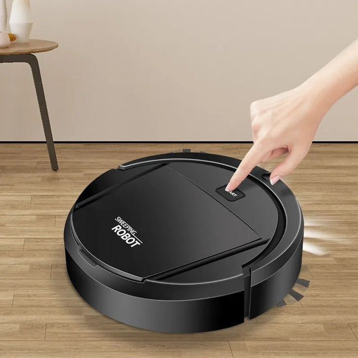 Robot aspirateur silencieux nettoyant un sol dur en carrelage, laissant la maison impeccable. Idéal pour l'entretien quotidien.