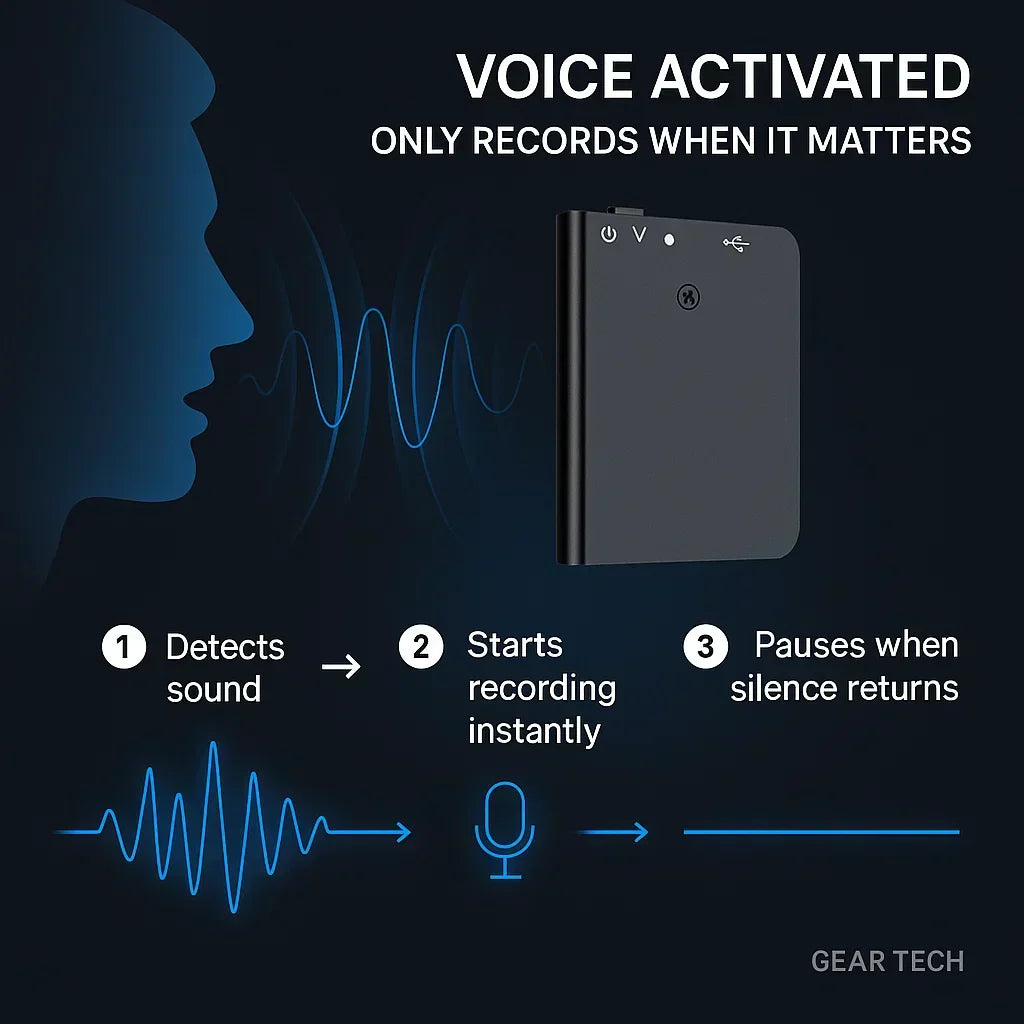 Petit enregistreur vocal espion, discret et compact, idéal pour l'enregistrement confidentiel.