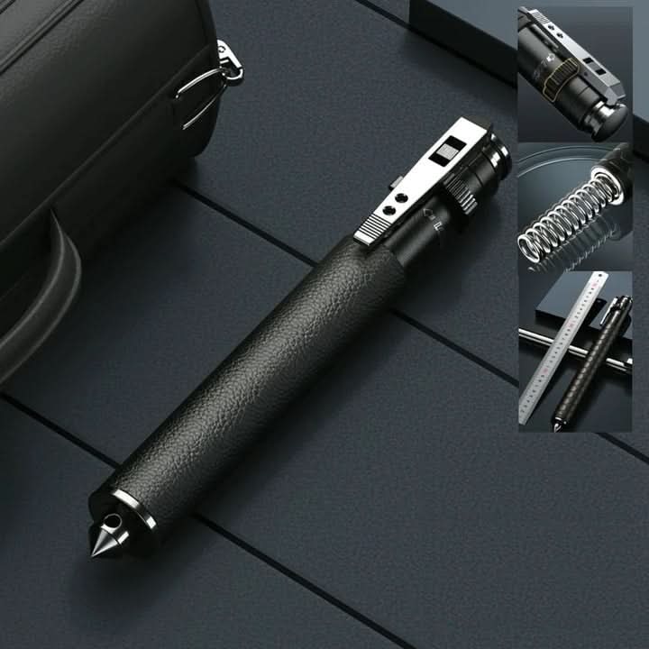 Bâton de marche télescopique automatique unisex pour randonnée et self-défense.