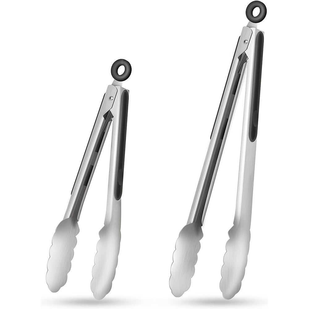 Pinces de cuisine professionnelles en acier inoxydable anti-dérapant pour une manipulation sûre et précise.