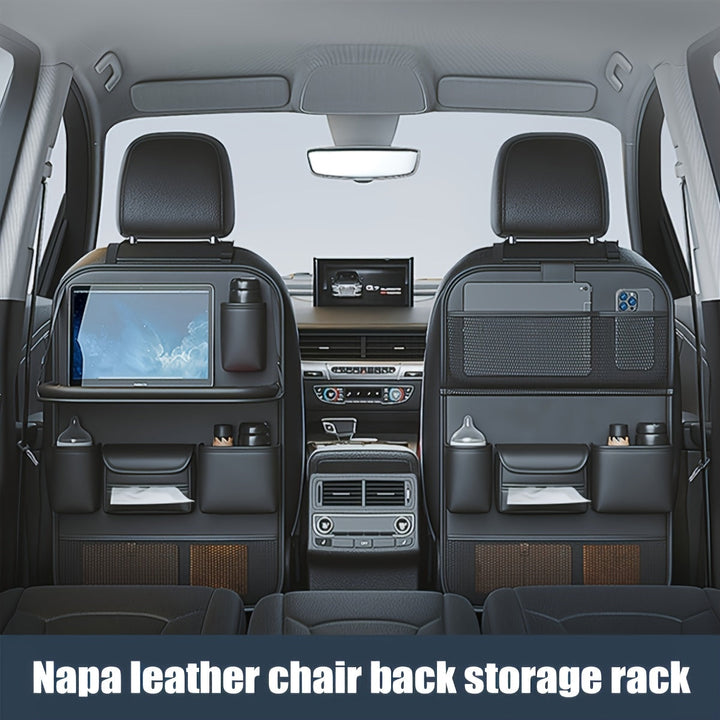 Accessoire auto en cuir PU, cet organisateur de siège optimise le rangement intérieur voiture avec style.