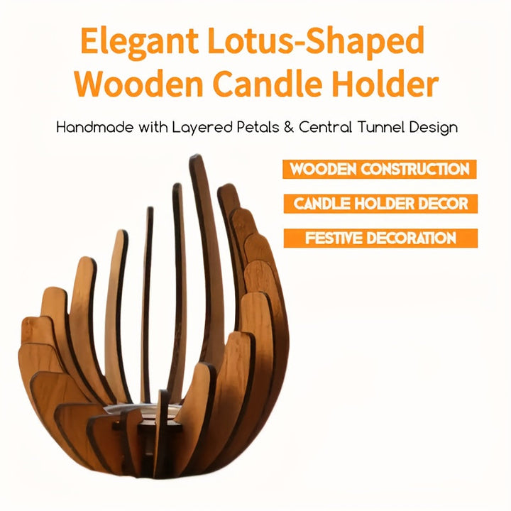 Bougeoir décoratif en bois avec design floral lotus bohème. Idéal pour une ambiance intérieure relaxante et un cadeau.