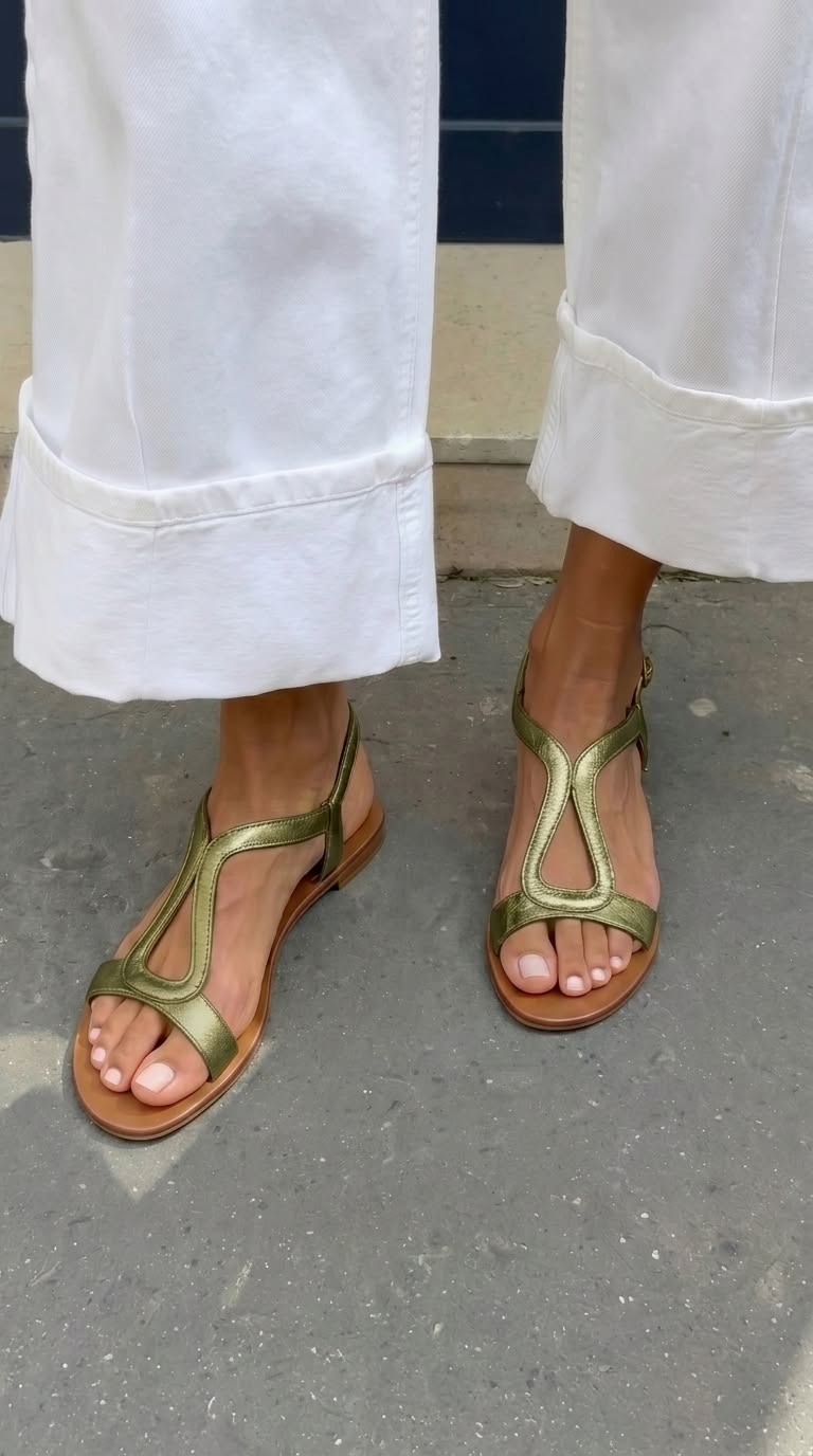 Sandales chic femme, aspect métallisé, parfaites pour la mode estivale. Confortables et élégantes.