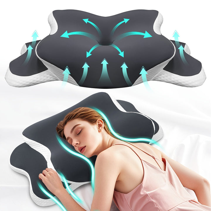 Coussin de cou ergonomique en mousse à mémoire, soutien cervical optimal pour sommeil réparateur.