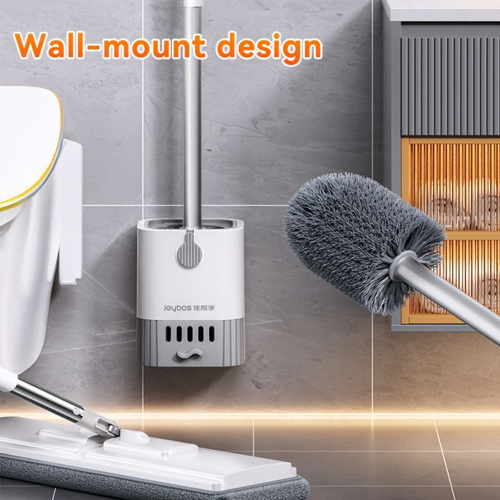 Brosse de toilette hygiénique long manche grise pour nettoyage efficace et profond des WC.